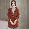 Women's Spring and Autumn Large Size Trench Coat Jacket Medium Long Hooded Jacket