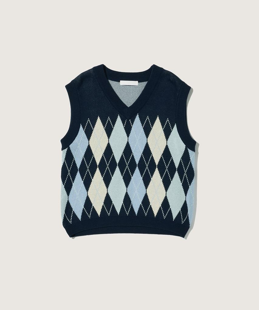 PLAC Argyle Knit Vest Navy
