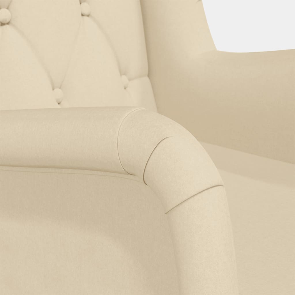 Rocking Armchair with Rubberwood Legs Cream Fabric