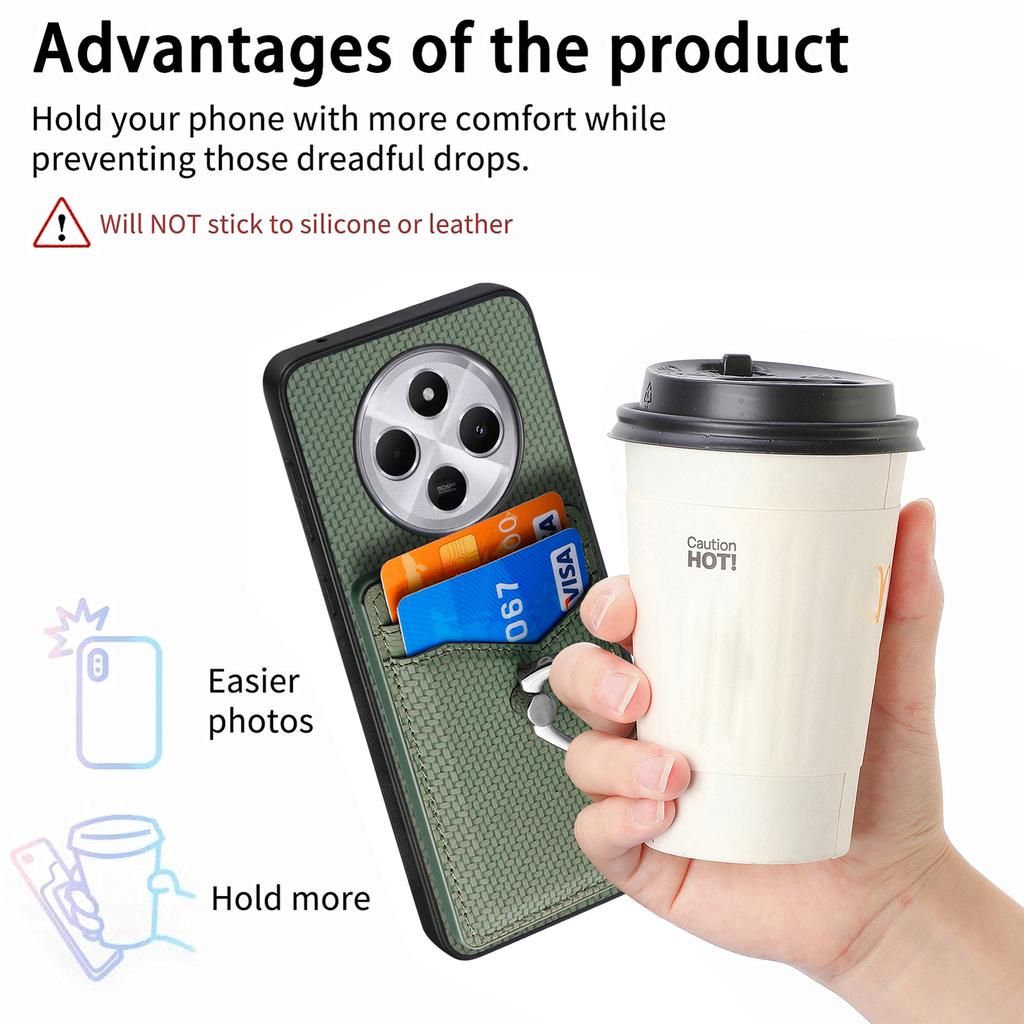 Phone Case For Xiaomi Redmi 14C 4G/14R 5G/Poco C75 4G Back Cover with Card Slots Ring Holder Kickstand