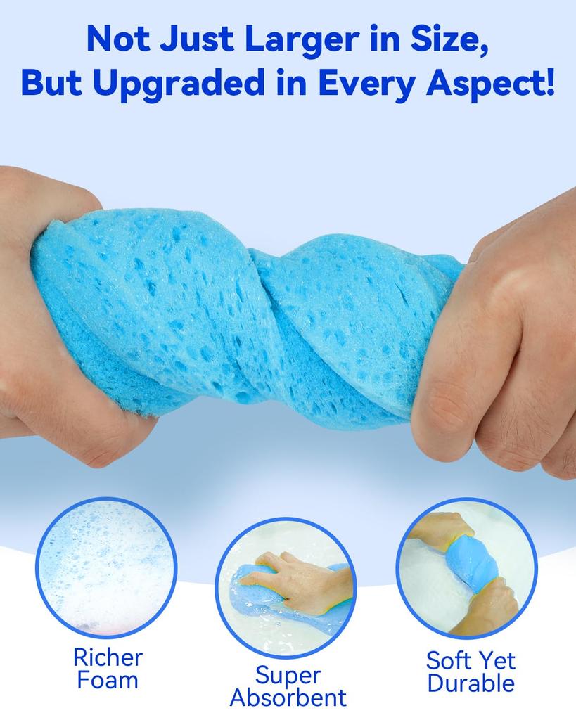 Temede 5 Pack Car Wash Sponge 6cm Thick High Foam Coral Polyester Scrubber Set for Kitchen Bathroom Tile Bike Household Cleaning