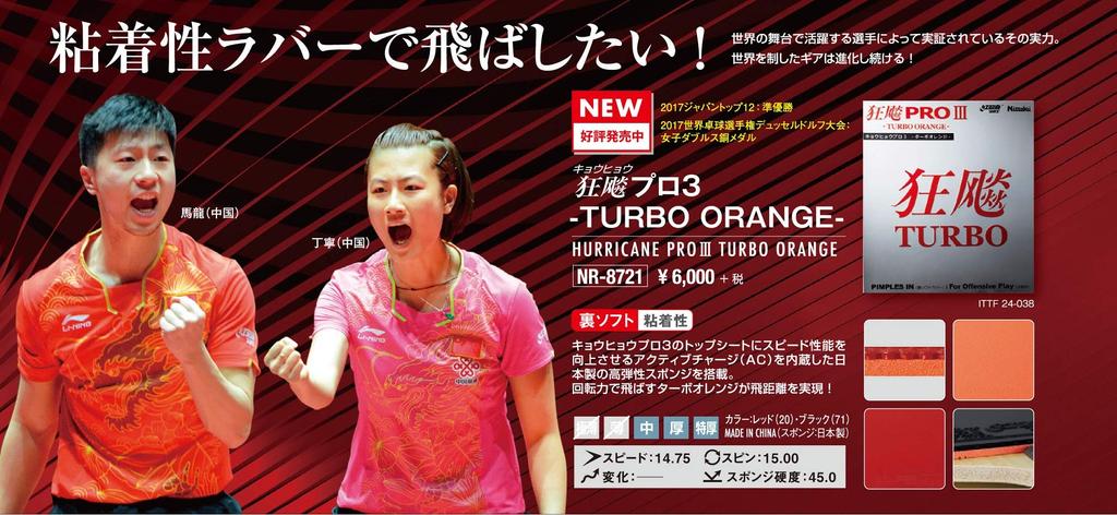 Накладка для настольного тенниса Nittaku Kyo Leopard Pro 3 TURBO ORANGE с мягкой клейкой основой, красная, средняя NR-8721 (Вращение)