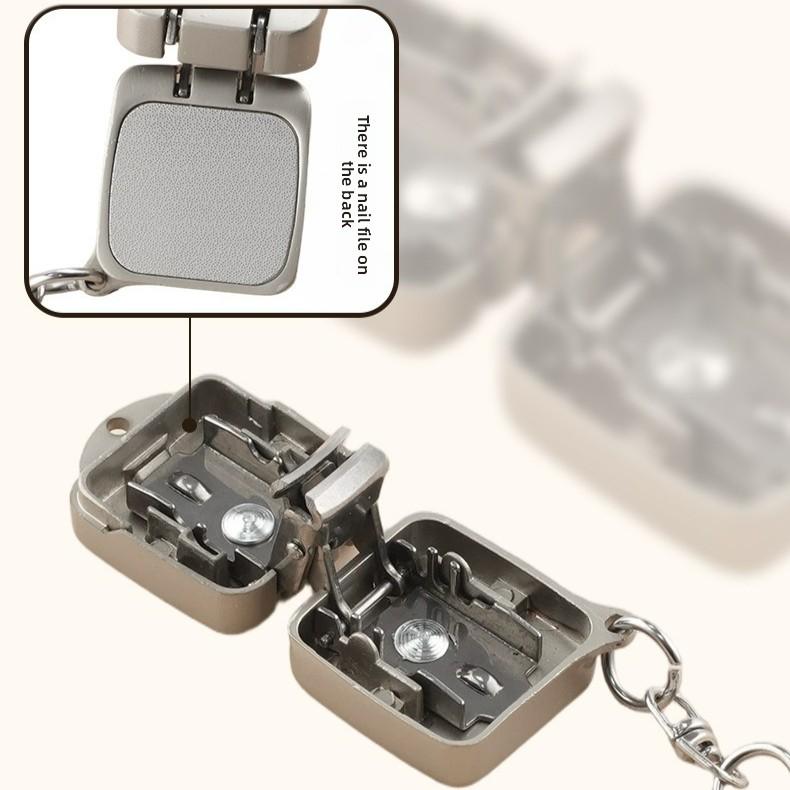 Stainless steel folding mini nail clippers, flip keychain decorative charm, mini small portable nail clippers
