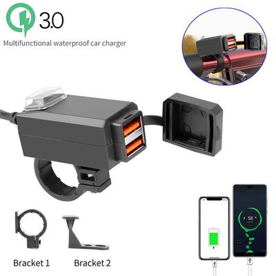 Мотоциклетное USB-зарядное устройство QC3.0 для руля, быстрая зарядка, водонепроницаемый адаптер на 12 В с переключателем ВКЛ/ВЫКЛ для навигации по телефону