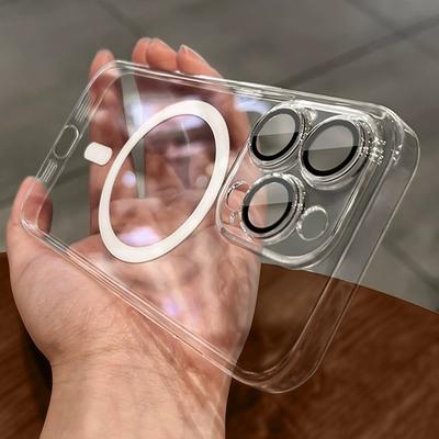 Ультратонкий прозрачный магнитный чехол для беспроводной зарядки Magsafe для iPhone 16 15 14 Plus 13 12 11 Pro Max Жесткий противоударный чехол