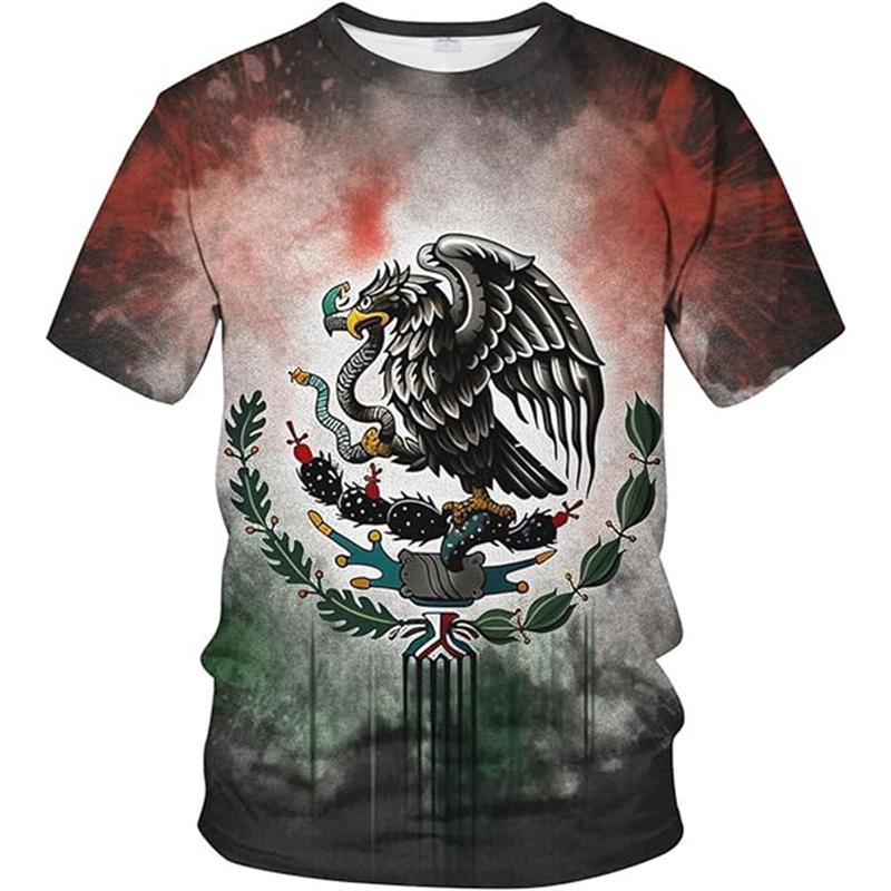 Новые мужские и женские футболки с короткими рукавами, ацтекская мексиканская рубашка с 3D-цифровой печатью, повседневные топы с короткими рукавами, высококачественные футболки