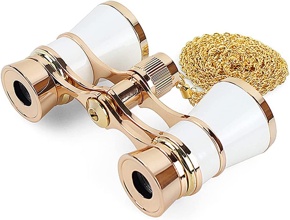Concert Binoculars, Opera Glasses, Live Performance Binoculars, Shock-proof, Waterproof, Gift for Women, Center Focus, Strap, Storage Bag, Metal