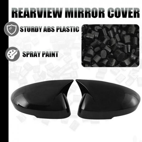 For Nissan Rogue ~2024 Gloss Black Side Rearview Door Wing Mirror Cover Cap