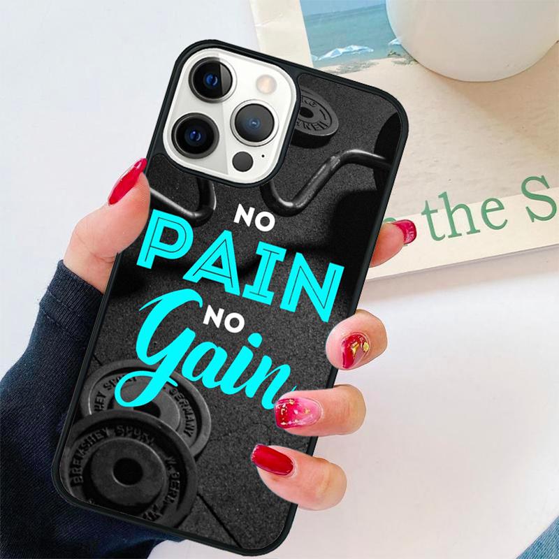 No Pain No Gain Gym Phone Case For iPhone 17 Air 16 pro max 15 14 plus 12 13 Soft Bumper Shell Cover coque