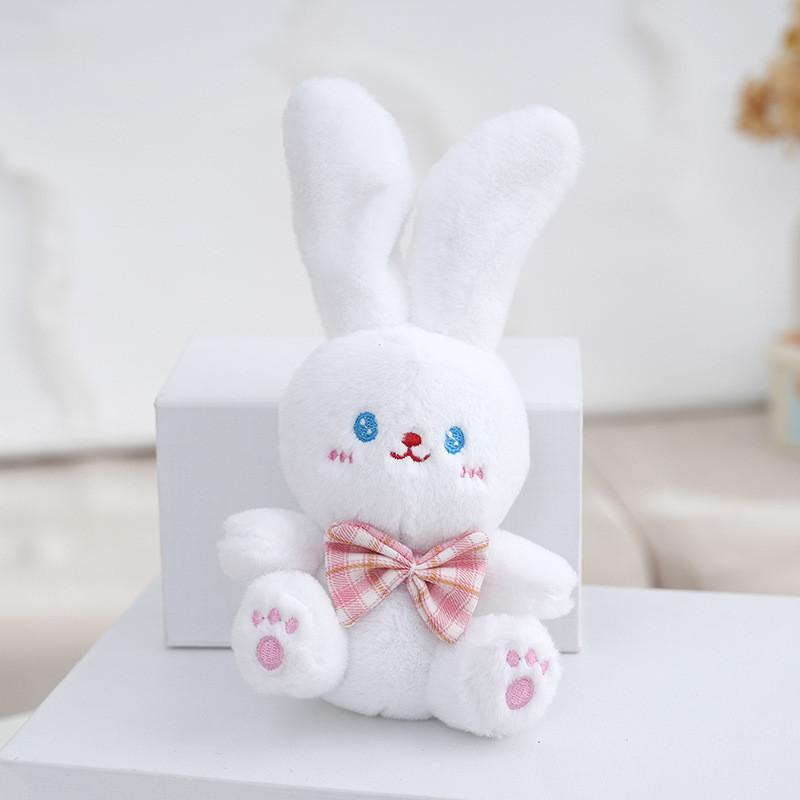 Cute Fluffy Plush Bear And White Rabbit Keychain Soft Stuffed Animal Bag Charm