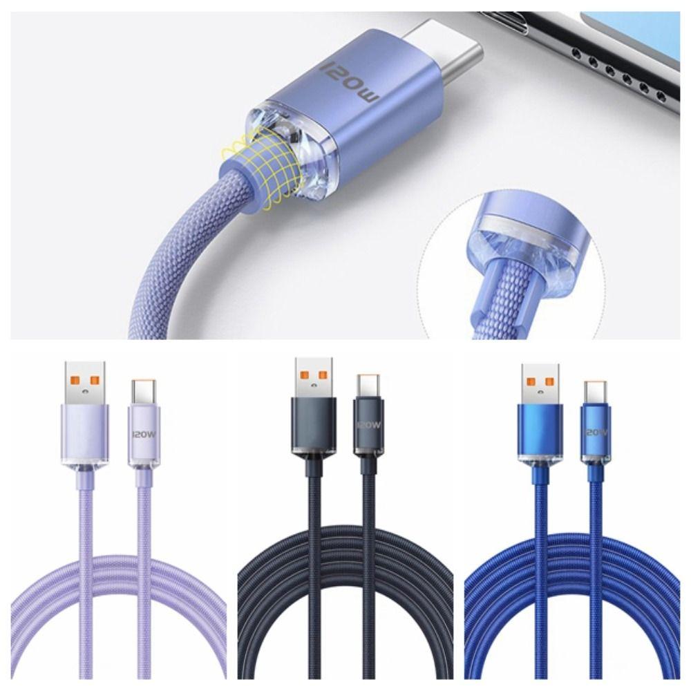120W 6A 120W USB Type C Cable USB C 120W 6A Fast Charging Wire Type C Cable Data Transfer