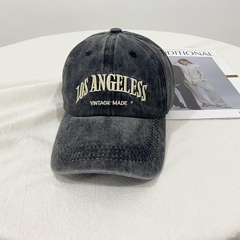 Ретро серая бейсболка женская летняя выстиранная большой окружности головы модная осенне-зимняя, подчеркивающая лицо, маленькая кепка с козырьком