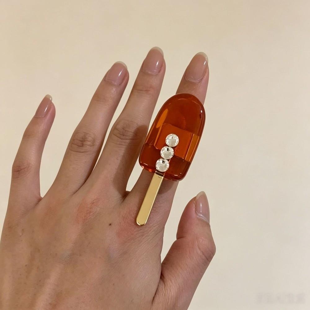 Open Ice Lolly Rings Chunky Rhinestone Ring Fashion Ice Sucker Finger Ring Party