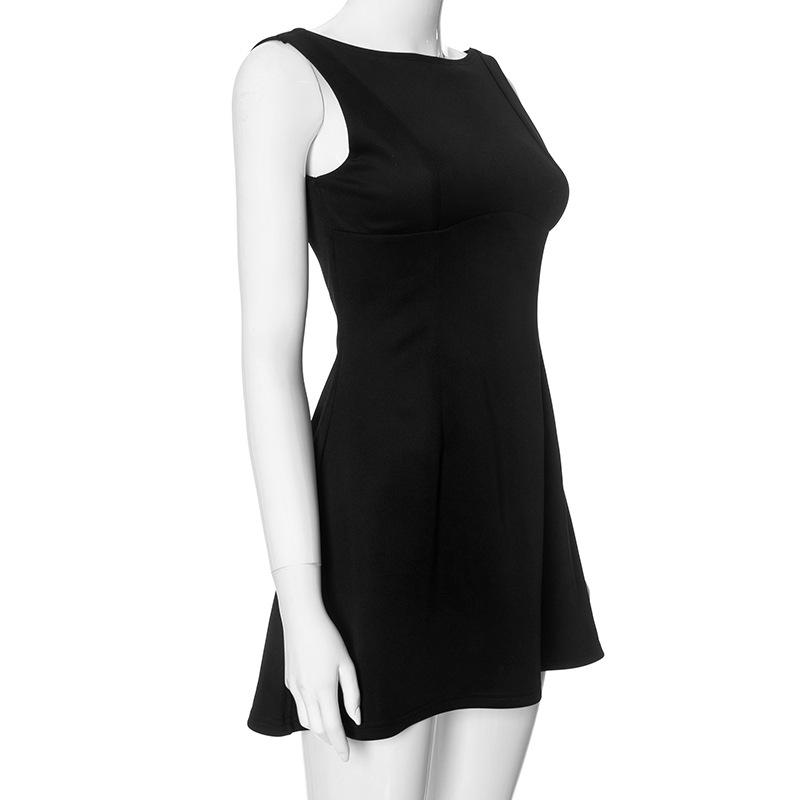 Женское летнее однотонное повседневное платье без рукавов с лямкой через шею, облегающее короткое платье