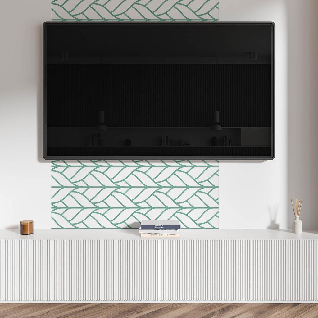 Self-Adhesive Vinyl Panel - Office Wall Decoration 100x50 cm Leaf Pattern in Symmetry