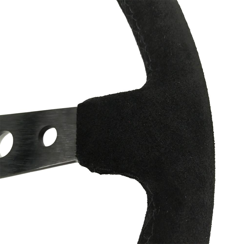 Racing Sport Suede Steering Wheel 14inch 350mm Car Steering Wheel Deep Dish 90mm Black OM25S0