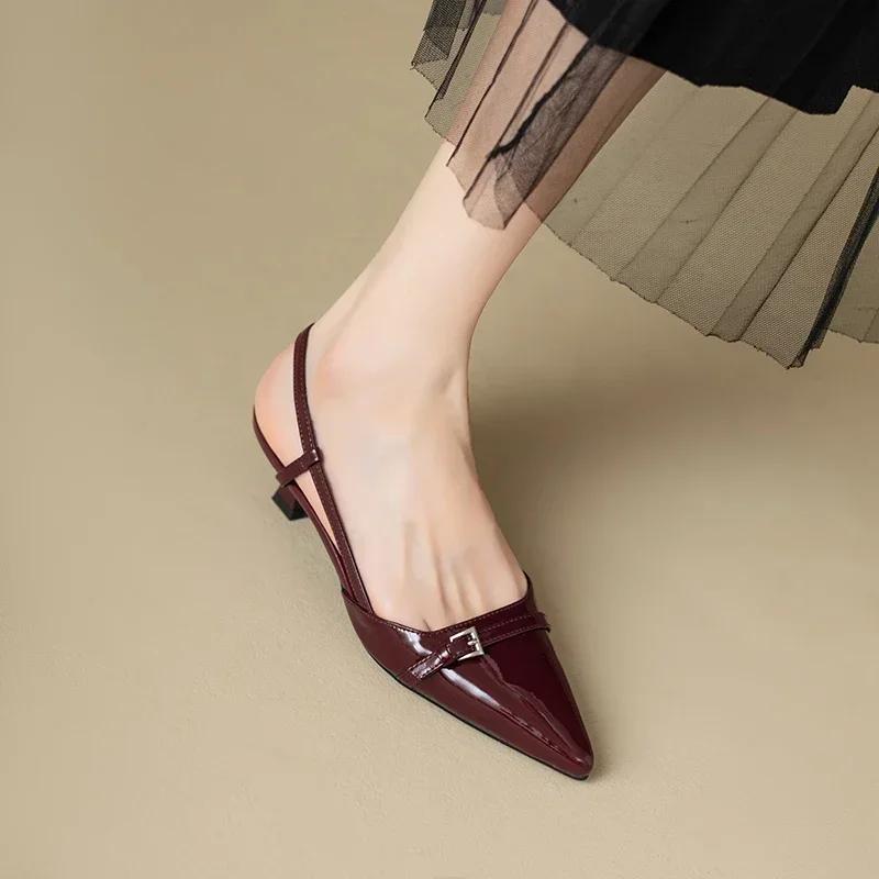 Fashion Pointed Toe Sexy Mid Heels Party Shoes Women Sandals Designer Summer Brand Pumps Slingback Casual Shoes Dress Slippers 2024 New