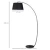 Floor Lamp, Curved Floor Lamp with Fabric Shade, Floor Light with Round Base, Metal, 105L x 47W x 190H cm, Black