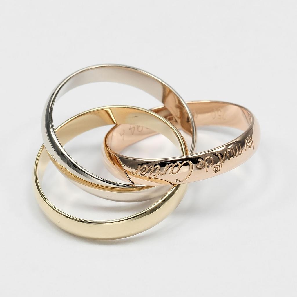 CARTIER Trinity Ring 0.1" band K18 Gold (YGxPGxWG) #4.3(US Size) 6.57g Women Used