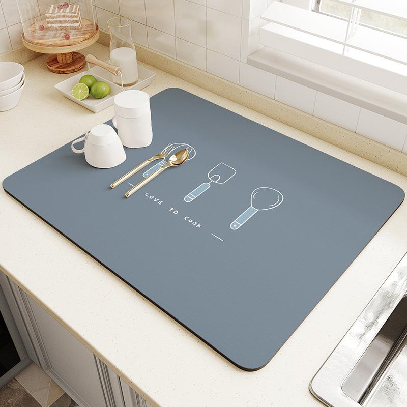 Quick-Dry Absorbent Coaster & Drain Pad for Kitchen Countertops