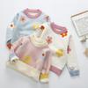 Autumn Winter Girls Floral Knitted Long Sleeve Sweater Baby Kids Thick Keep Warm Tops Toddler Children's Pullover