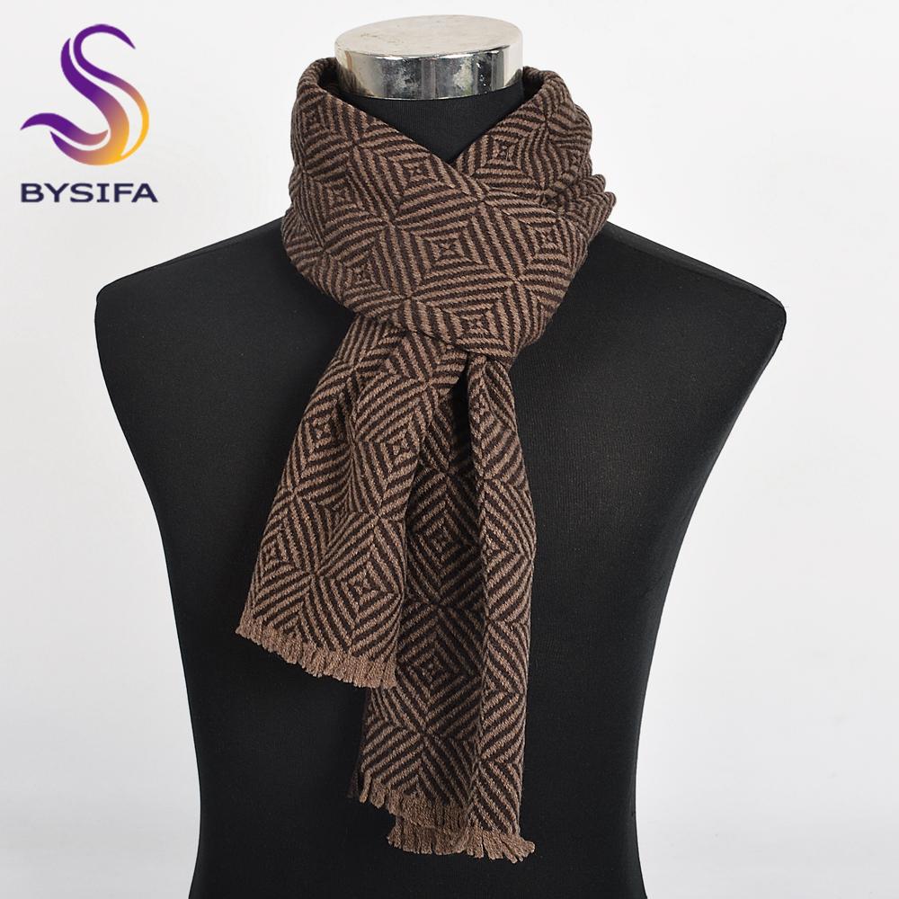 Coffee Plaid 100% Wool Scarves Pashmina Thicken Women Fall Winter Soft Long Scarf Shawl Fashion Accessory Brand Warm Neck Scarf