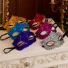 Elegant Costume Party Mask Gothic Cat Eye Masquerade Mask, Rhinestone Vintage Half Face, Sexy Shining Venetian Style Halloween Costume, Glitter