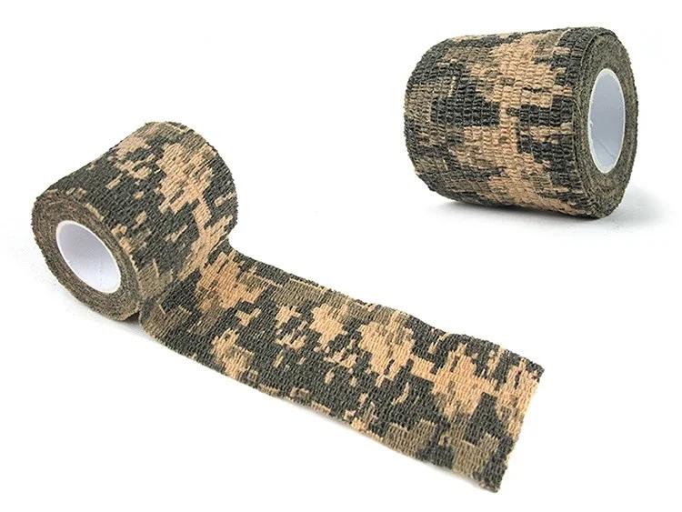 Self-Adhesive Protective Tape Wrap Tactical Camo Multi-Functional Non-Woven Fabric Stealth Tape Stretch Bandage Outdoor Hunting