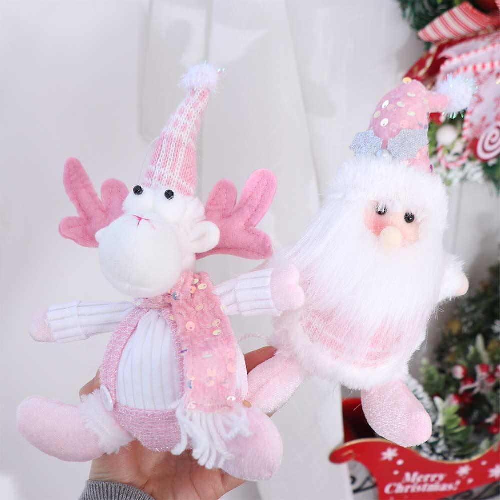Sitting Knitted Elk Snowman Doll Realistic Christmas Pink Doll Decorations Kids Birthday Christmas