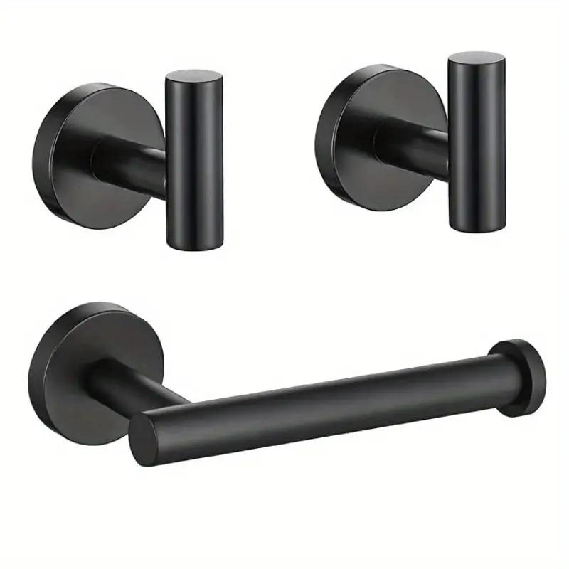 3Pcs Bathroom Hardware Set Stainless Steel Bathroom Accessories Set Includes Towel Holder And Toilet Paper Holder-Saving Design