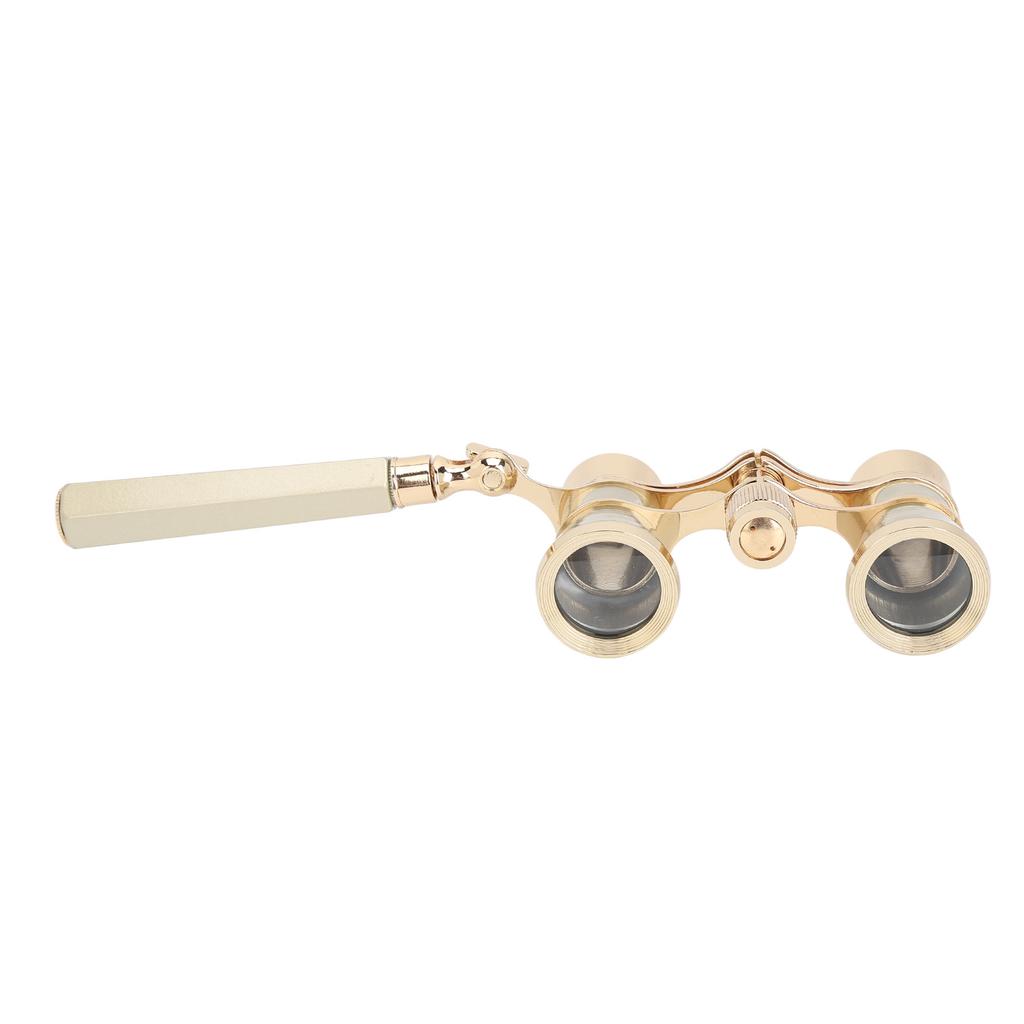 Opera Glasses Binoculars with Handle 3X25 Metal Portable Theater Glasses for Watching Drama Stage Play Art Performance
