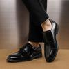 New Classic Designer Business Dress Party Shoes Men Leather Double Buckles  Prints Thick Soled Oxford Business Men Loafers Shoes