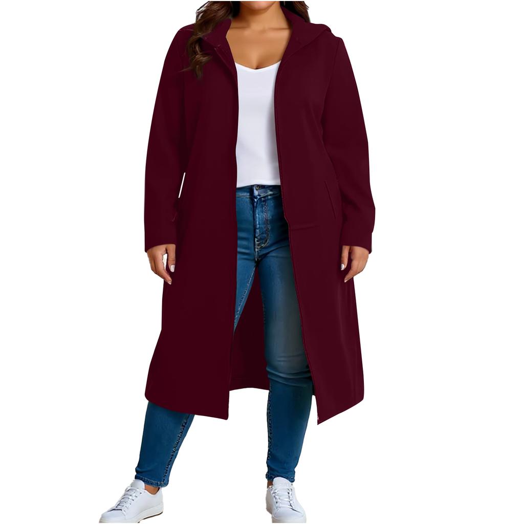 Women's Fashion Casual Plus Size Hooded Long-Sleeve Solid Jacket