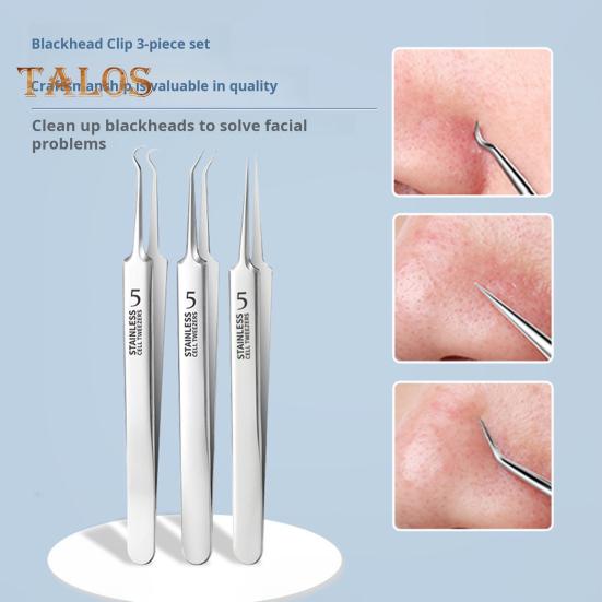 Набор из 8 инструментов для удаления черных точек с ящиком для хранения, нержавеющая сталь, двойной наконечник, экстрактор для удаления комедонов, акне, носа, лица, косметический инструмент