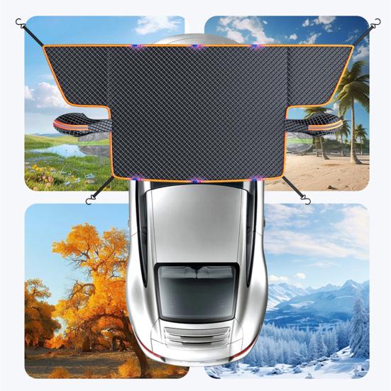 Магнитный чехол на лобовое стекло автомобиля, 4-слойный чехол для лобового стекла, защита от снега, льда, солнца и мороза для большинства автомобилей, внедорожников, грузовиков