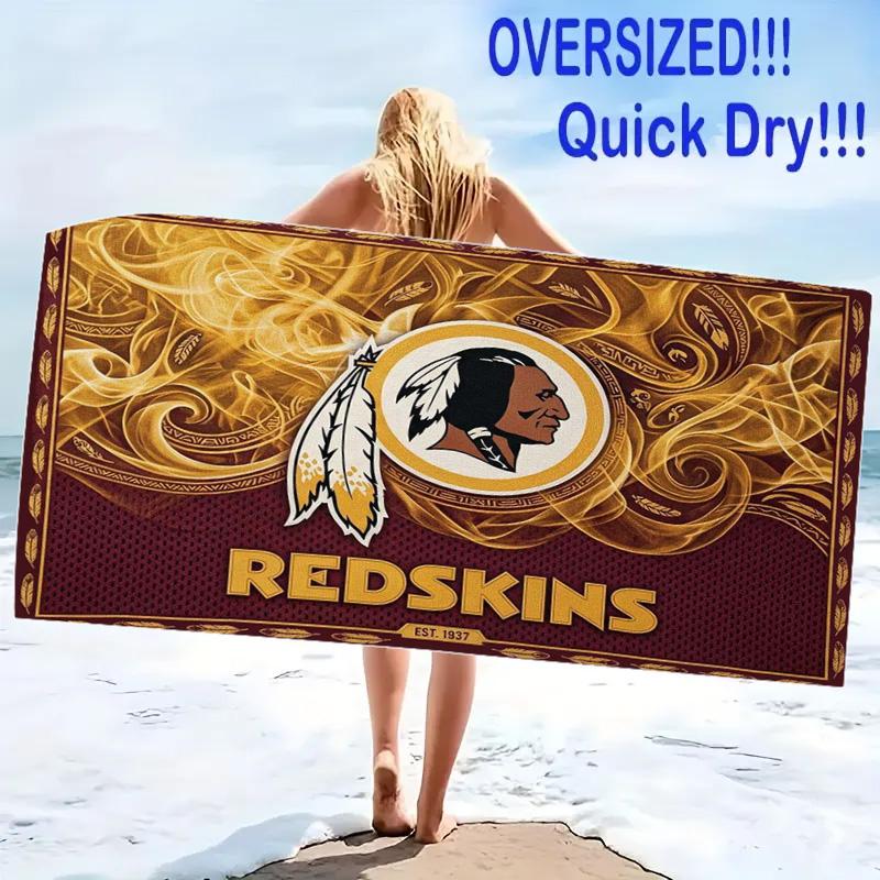 Washington Redskins Logo Print Beach Towel, Large Soft Quick Dry Towel for Beach Camping Swimming