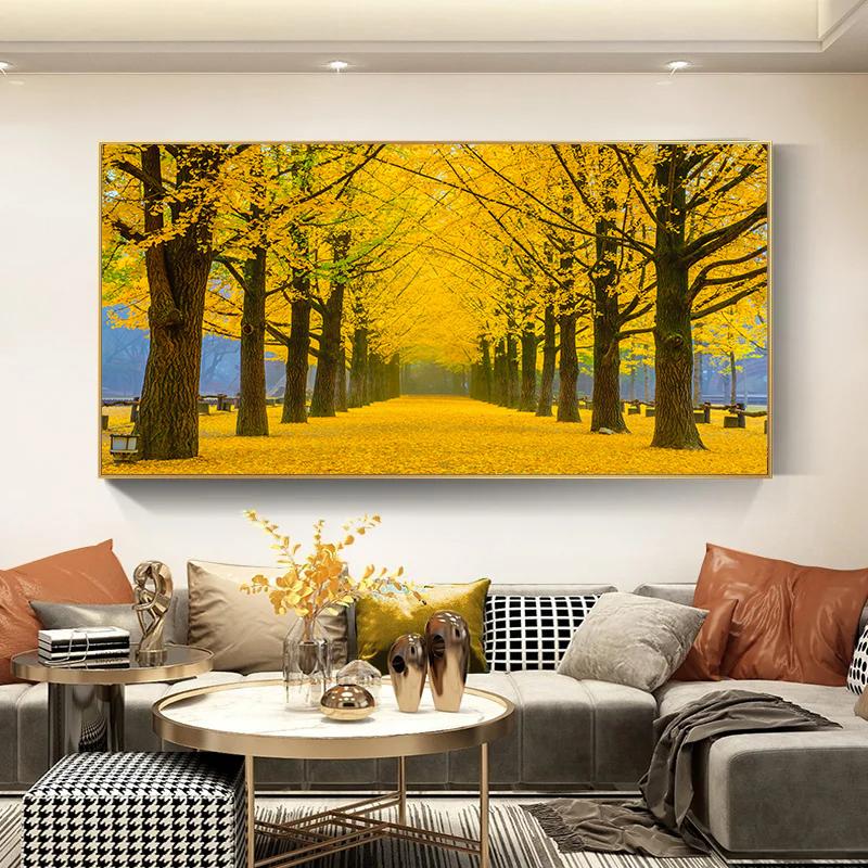 Yellow Golden Money Tree for Living Room Decoration Painting Rich Tree Canvas Painting Wall Pictures Landsdcape Posters Prints