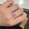 Vintage Antique Pink Diamond Pigeon Egg-Shaped Ring Slightly Inlaid With Diamonds Retro Luxury Stacked Women'S Ring