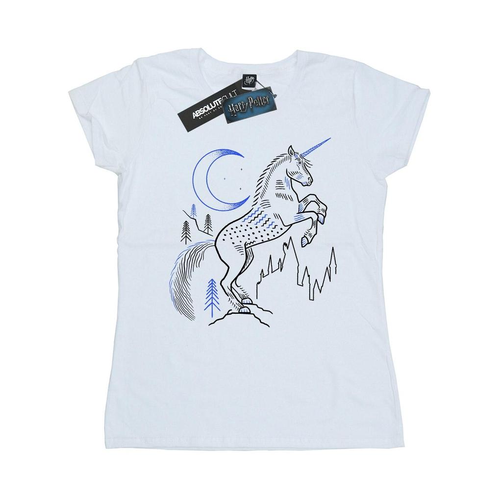 Harry Potter Womens/Ladies Unicorn Line Art Cotton T-Shirt