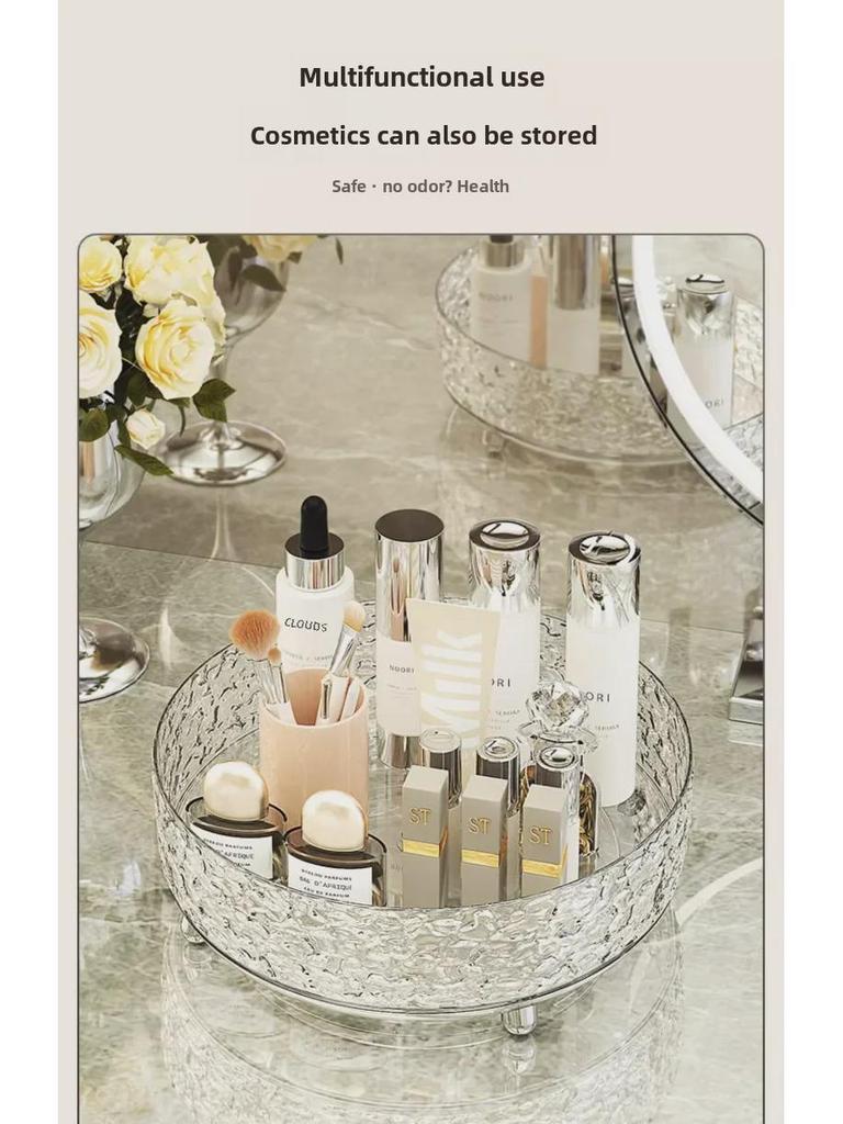 Большая прозрачная вращающаяся волнистая тарелка - легкая роскошная тарелка для фруктов или закусок для журнального столика в гостиной.