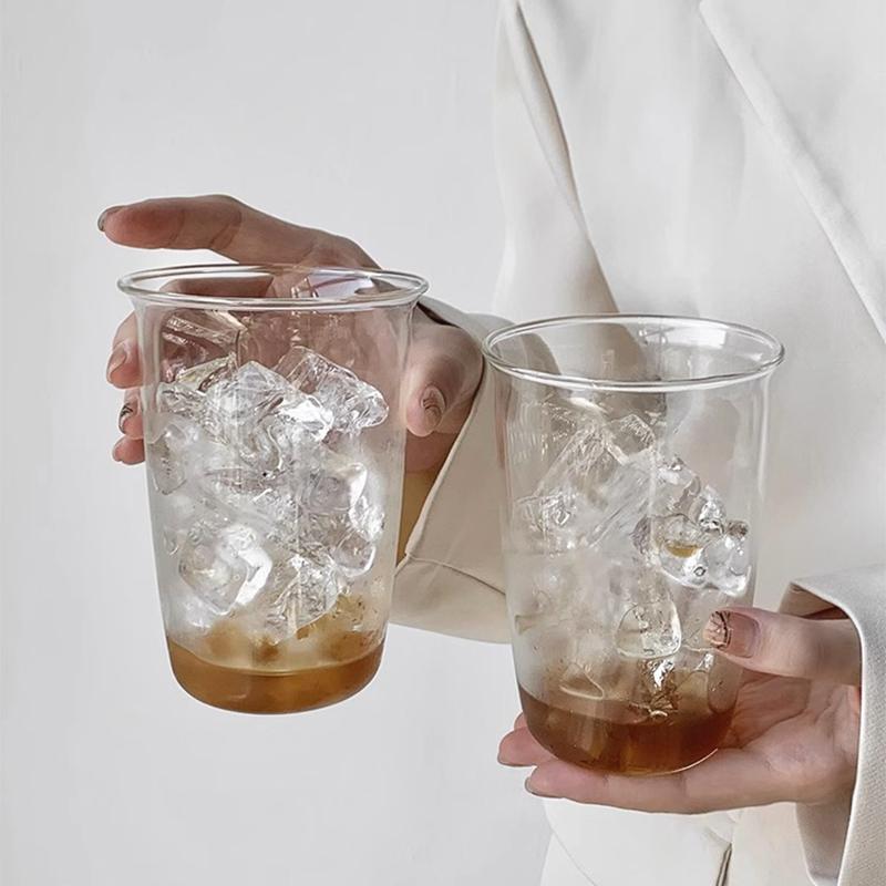 American Latte Coffee Cup Glass Transparent Juice Milk Cup Drinkware Cold Coffee Cup Cocktail Cup