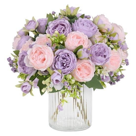 Букет из 5 искусственных пионов с бутонами, реалистичный цветок пиона из искусственного шелка со стеблем для свадьбы, свадебный букет, цветочная композиция, украшение стола