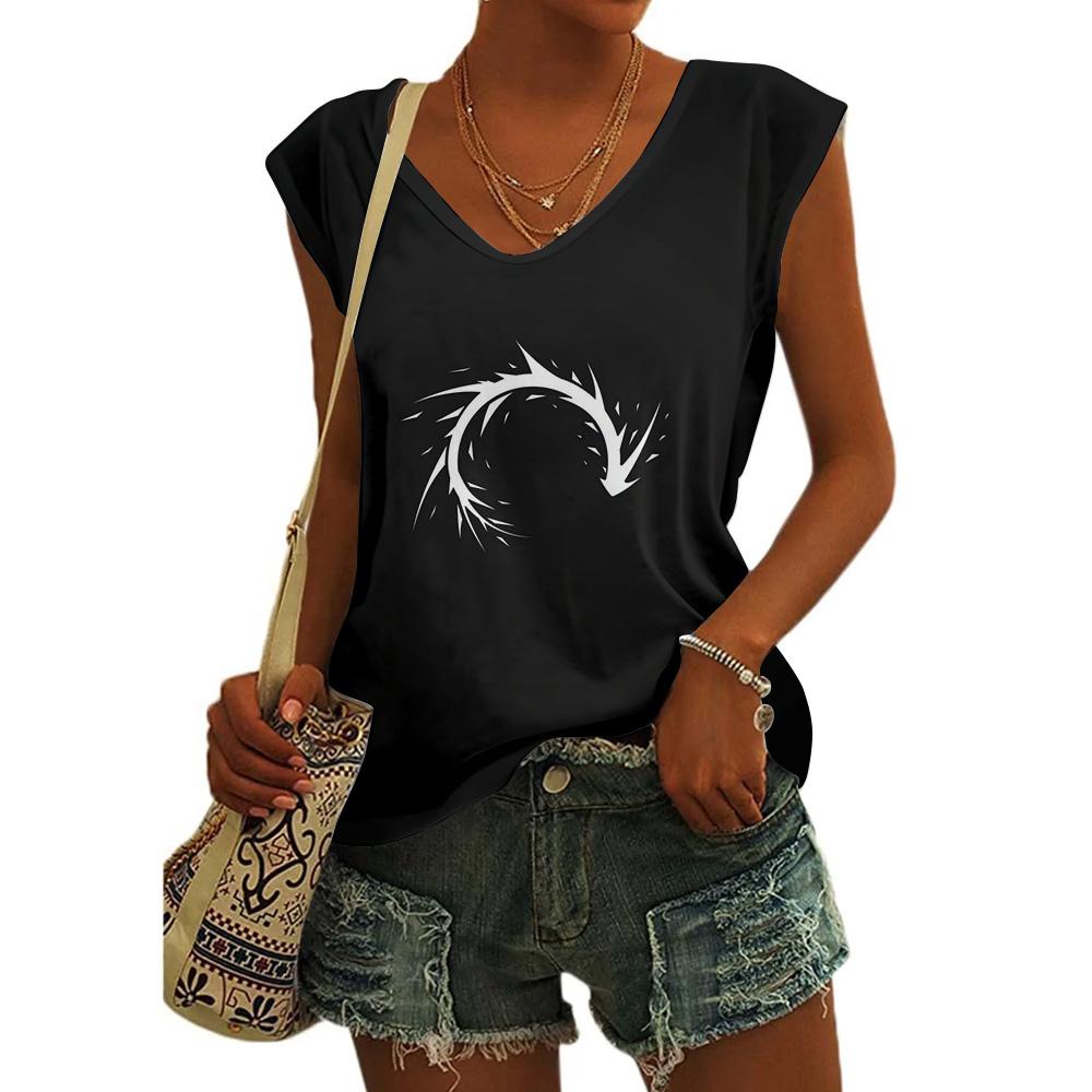 3d Butterfly Printed 2025 New Women's V-Neck Tank Tops & T-Shirts Summer 2025 New Sleeveless Vest Fashion Causal T-Shirts Tees