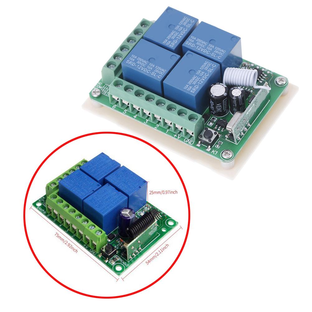 DC 12V 10A 433Mhz 4Ch беспроводное реле RF пульт дистанционного управления приемник