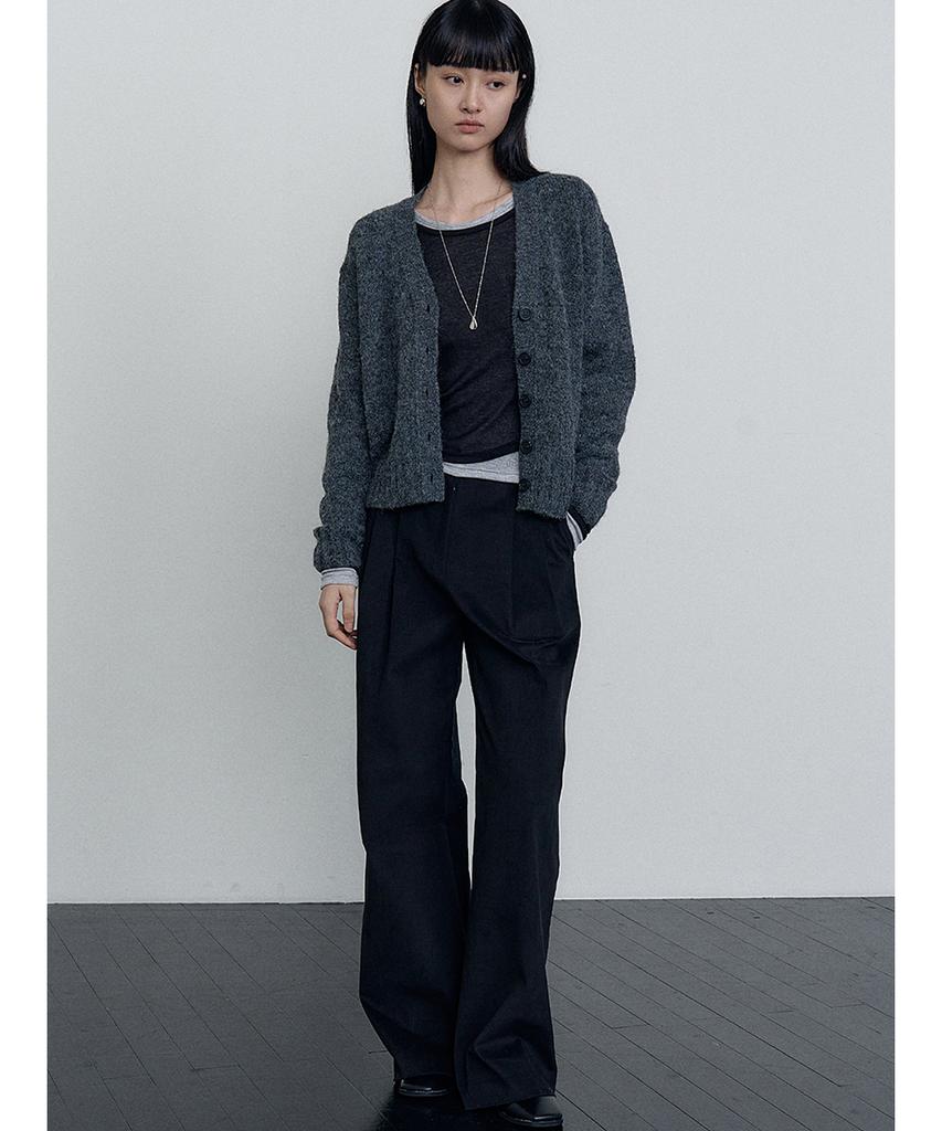 MAKE A TOAST Wool Blend Midrise Pants Black Mbefpa001Bk