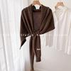 100% Wool Knit Shawl Wrap Women Warm Neck Scarf Lightweight Office Wear All Season Elegant Poncho