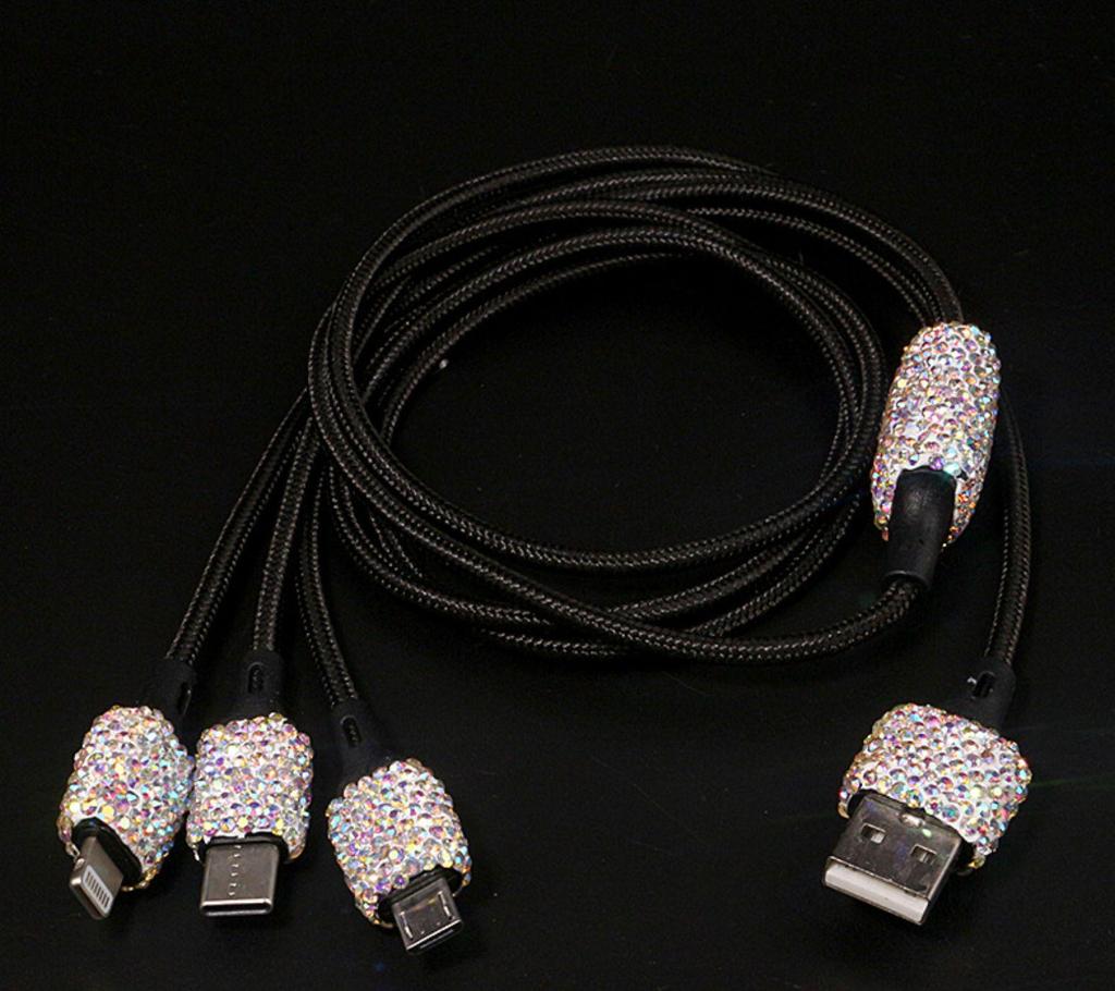 Автомобильное зарядное устройство с двумя USB-портами и алмазной инкрустацией, с интеллектуальным многофункциональным адаптером