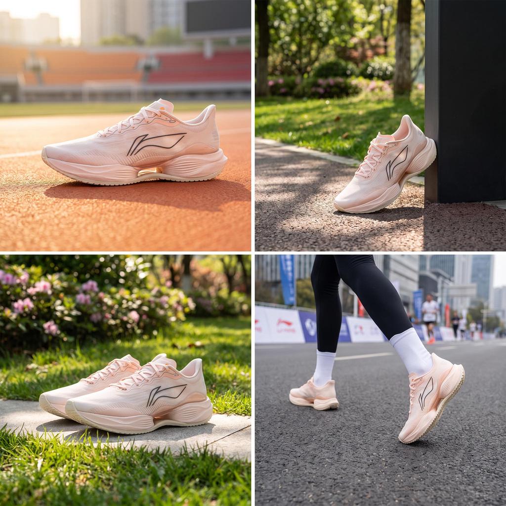 Li Ning Ultra Light 22 Racing Легкие Амортизирующие Беговые Кроссовки Женские Кроссовки Светло-Персиково-Оранжевый ARBV002-61