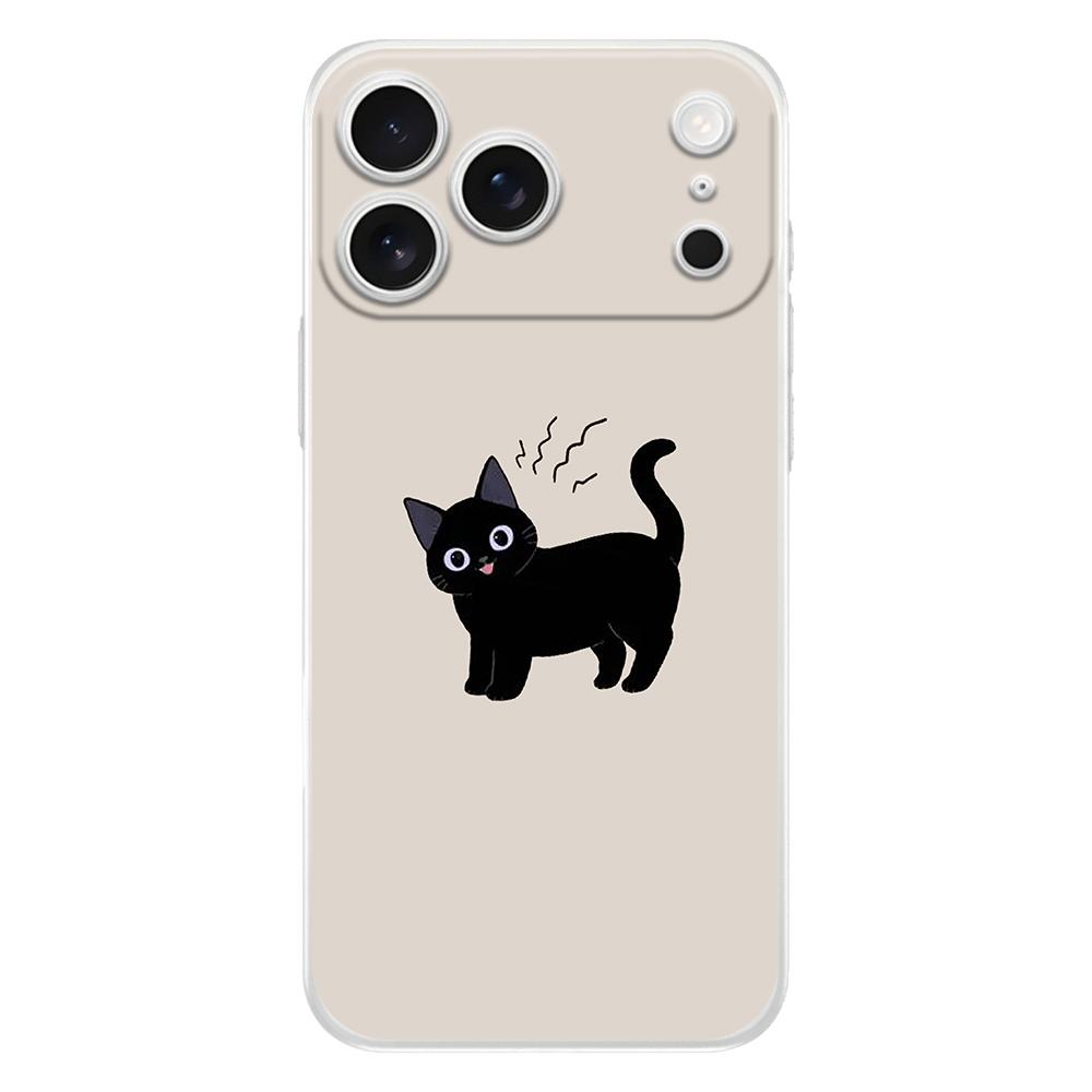 Мягкий прозрачный чехол из ТПУ для телефона iPhone 17 Air 16E 16 11 15 14 Pro MAX 12 13 7 8 Plus SE Пасхальный чехол Защита Забавный черный кот