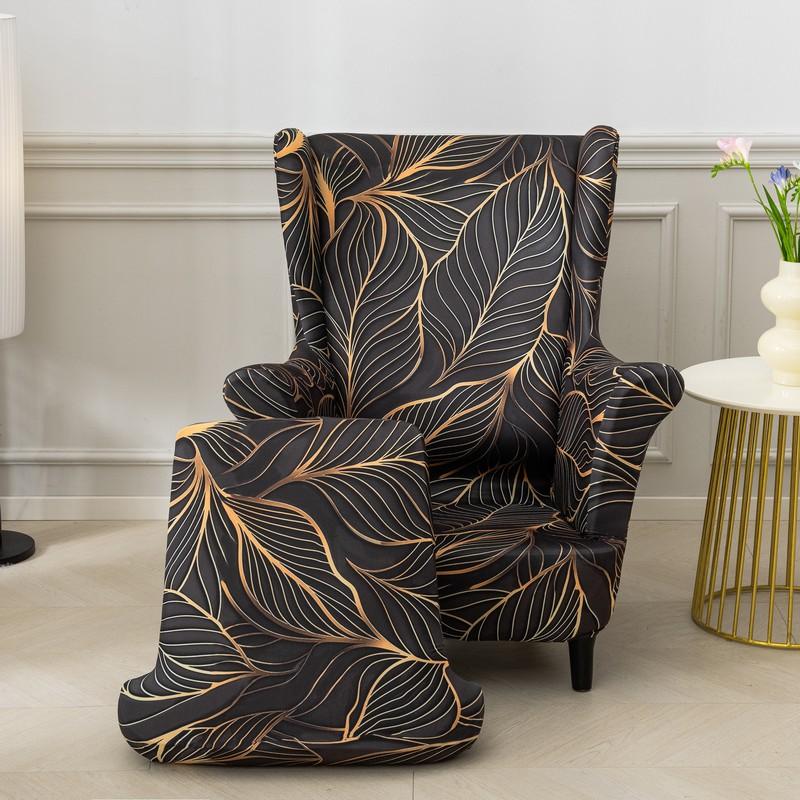 Чехлы для стульев с крыльями, 2 шт./компл., эластичный чехол для дивана, чехол для кресла с принтом, защитный чехол для мебели, мягкий диван с эластичным дном